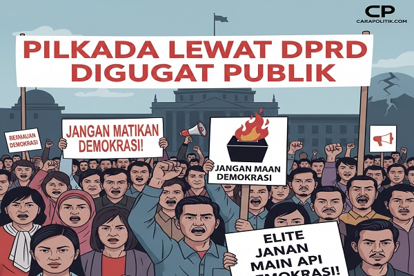 Ilustrasi for Pilkada Lewat DPRD Ditolak Publik, Elite Diingatkan Jangan Mundurkan Demokrasi. (Gambar: Gemini/Caporl)